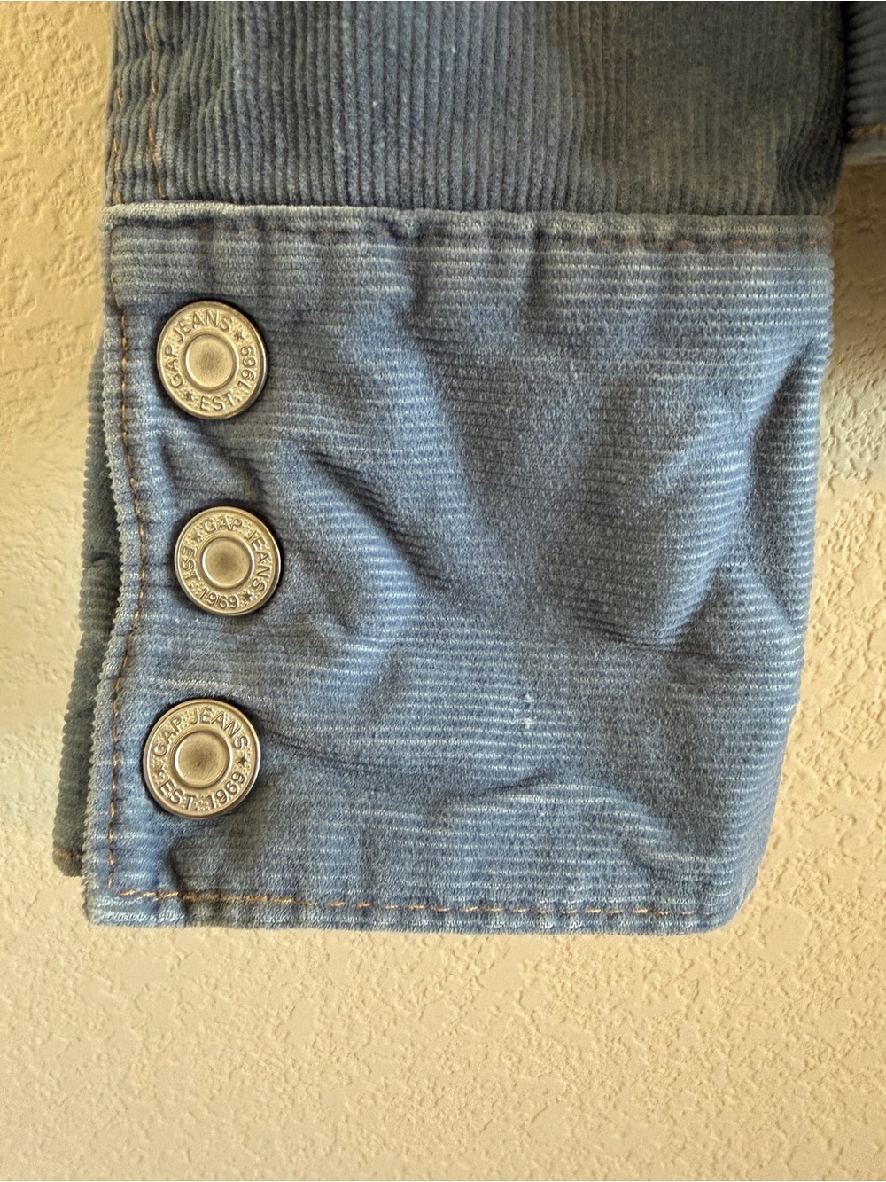 Vintage 90s GAP Stretch Corduroy Jacket - Cornflower Blue Mock Neck Trucker - Picture 3 of 7